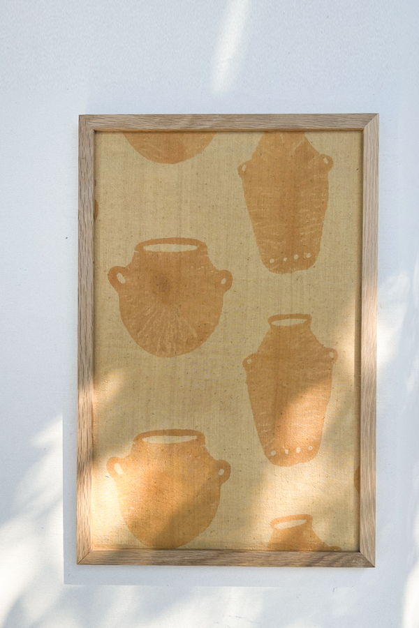 PO-EM Jugs Block-Print Textile Art
