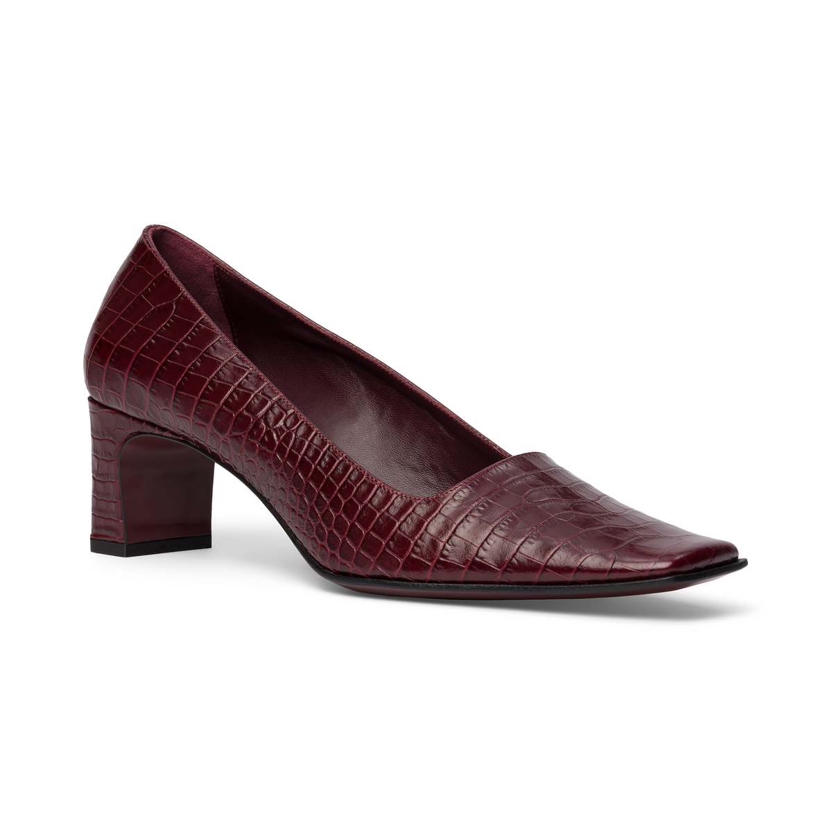 Pari Desai, Elora Pump - Burgundy Croc Textured Leather - Image 1 of 2