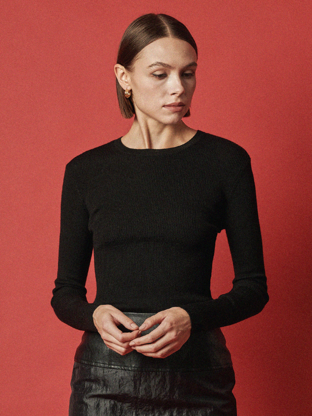 MAISON DE INES Rib Wool Blend Basic Knit - Black - Image 2 of 6