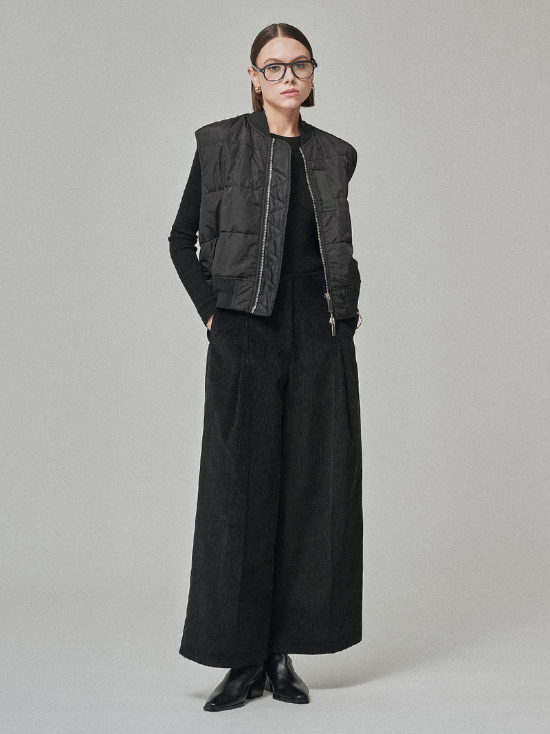 MAISON DE INES Rib Wool Blend Basic Knit - Black