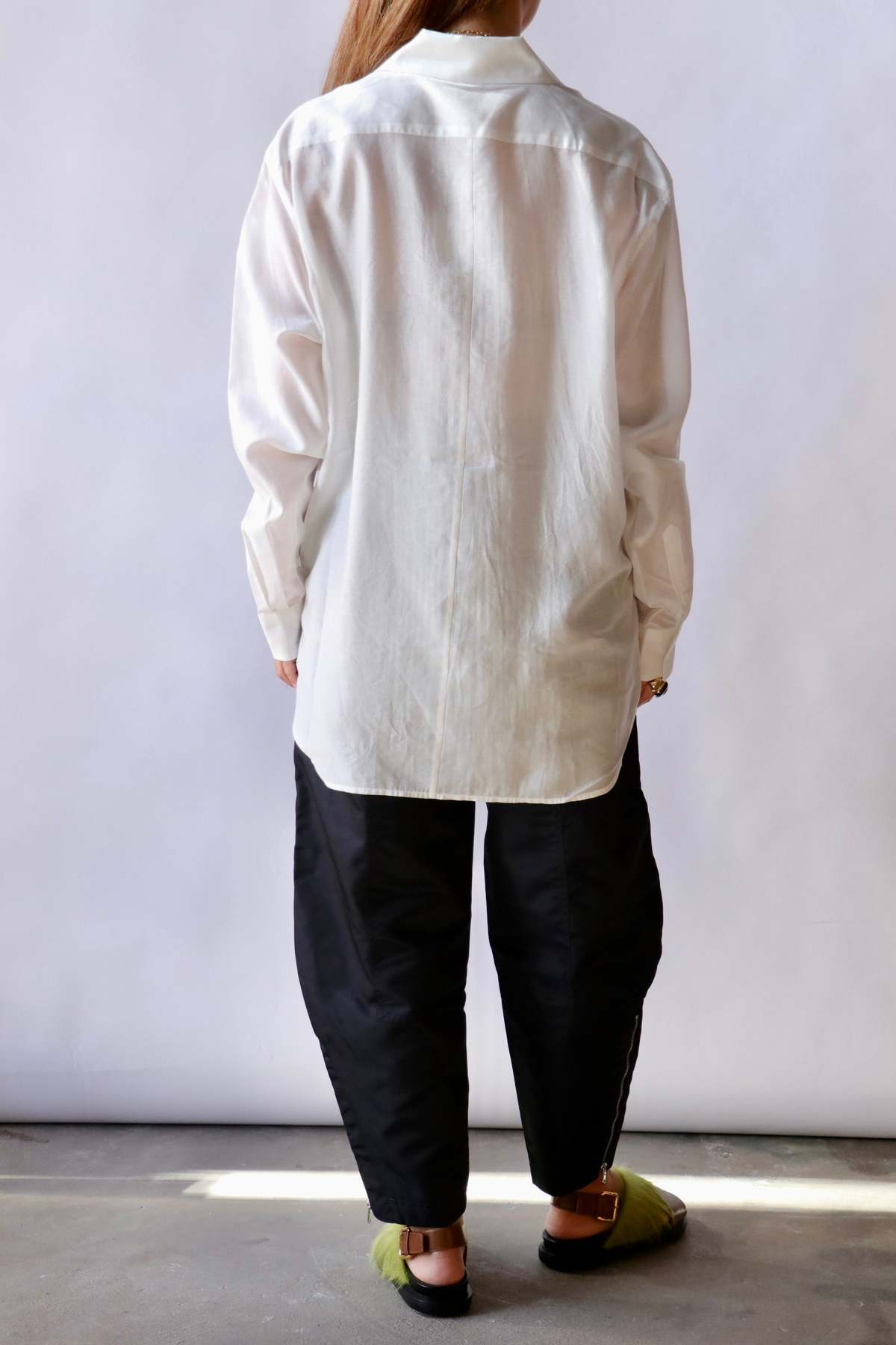 Tibi Silk Voile Easy Pintucked Shirt - Ivory - Image 4 of 4