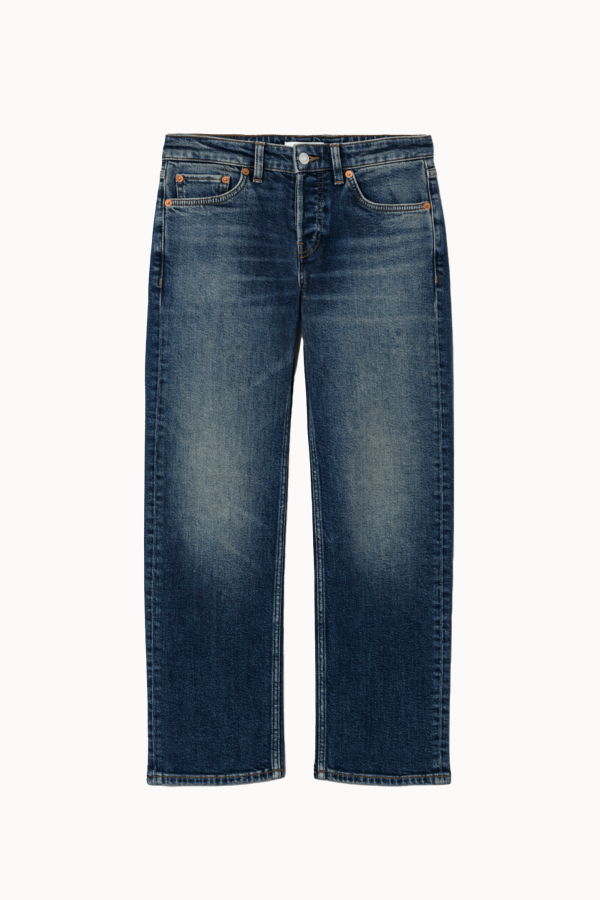 RE/DONE Slim Straight Crop Jeans - Smoke Water
