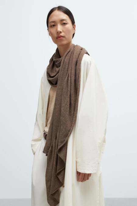 Margaret Howell Chunky Rib Scarf Merino Cashmere - Storm Grey