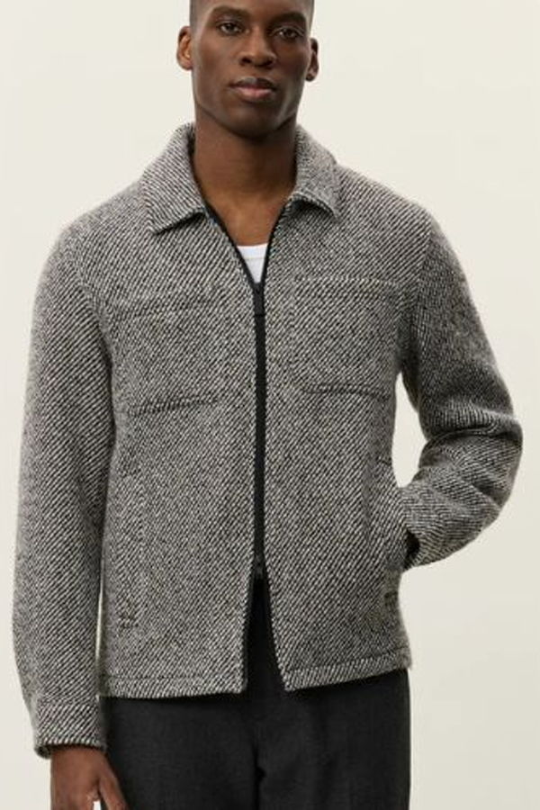 LES DEUX Marseille Twill Wool Jacket - Salt Pepper
