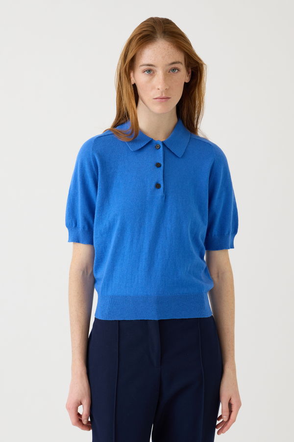 DEMYLEE Billie Cotton Cashmere Polo Top