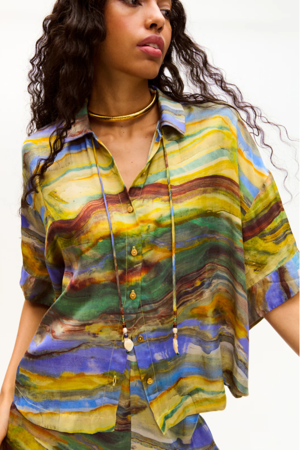 Carolina K Kimono Top - Emerald Marble