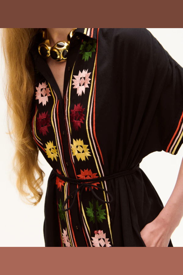 Carolina K Valerie Kaftan - Floral on Black