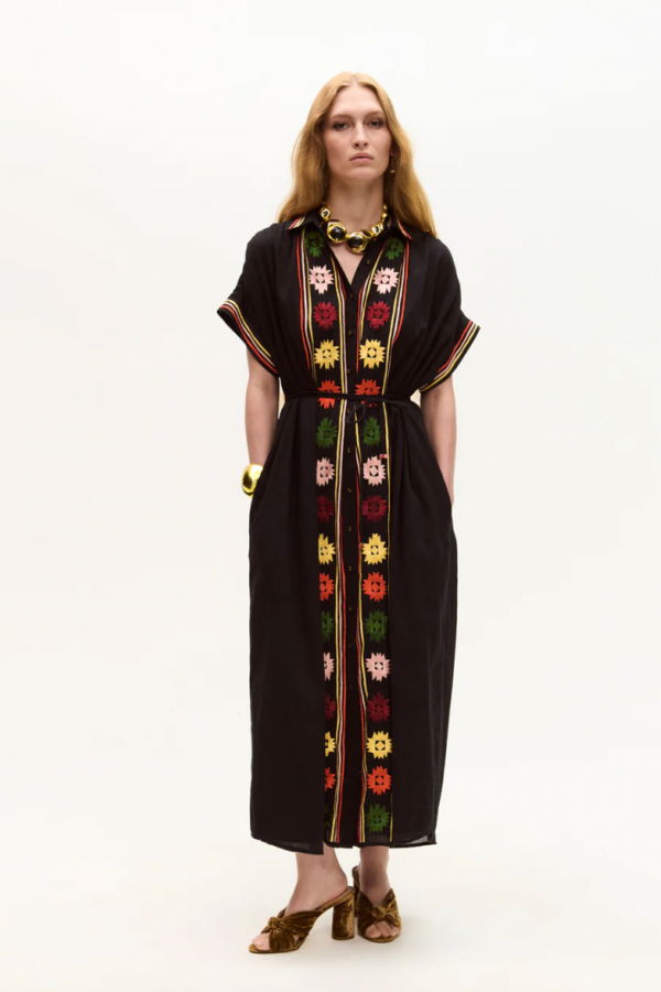 Carolina K Valerie Kaftan - Floral on Black
