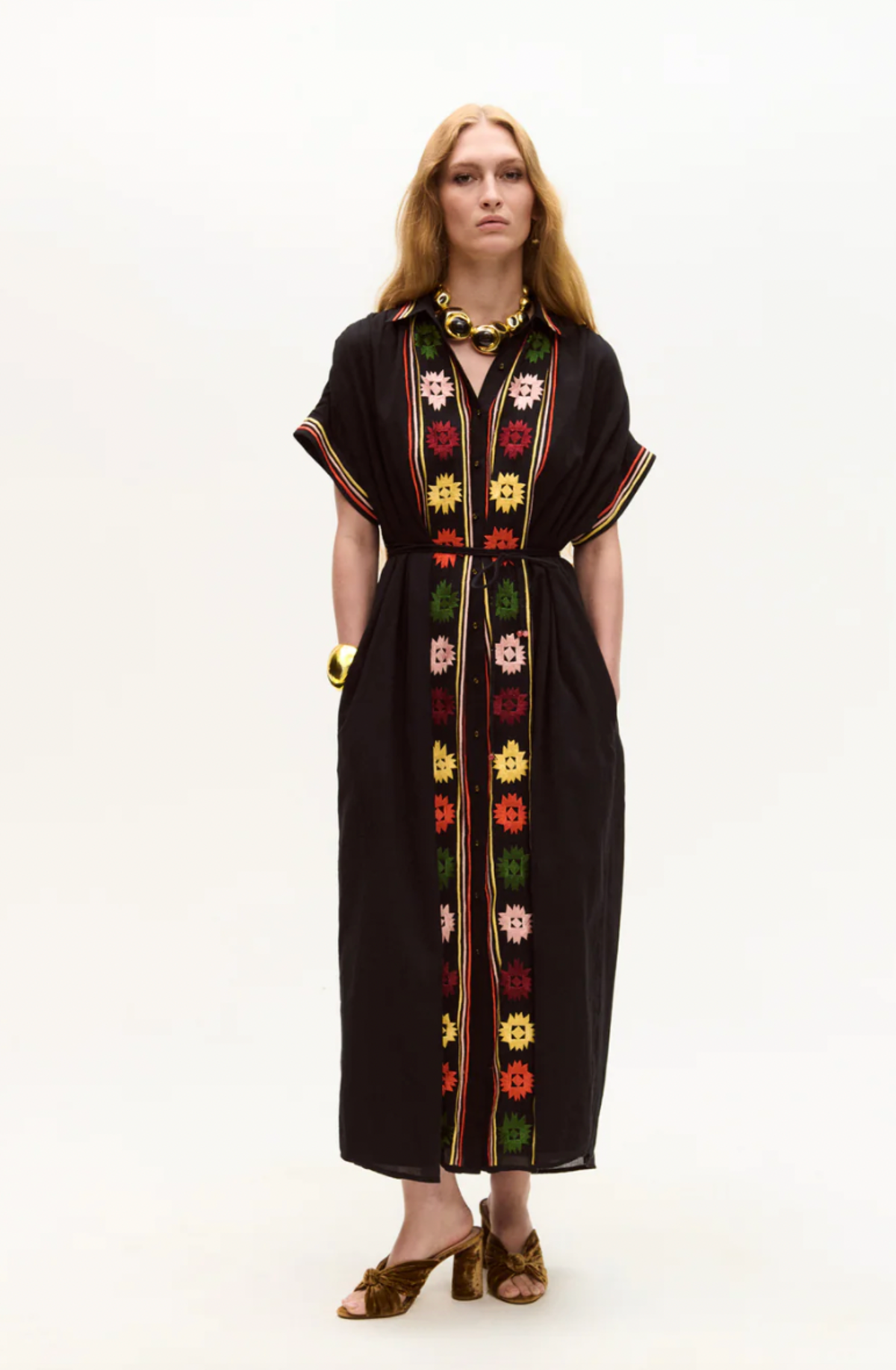 Carolina K Valerie Kaftan - Floral on Black - Image 2 of 2