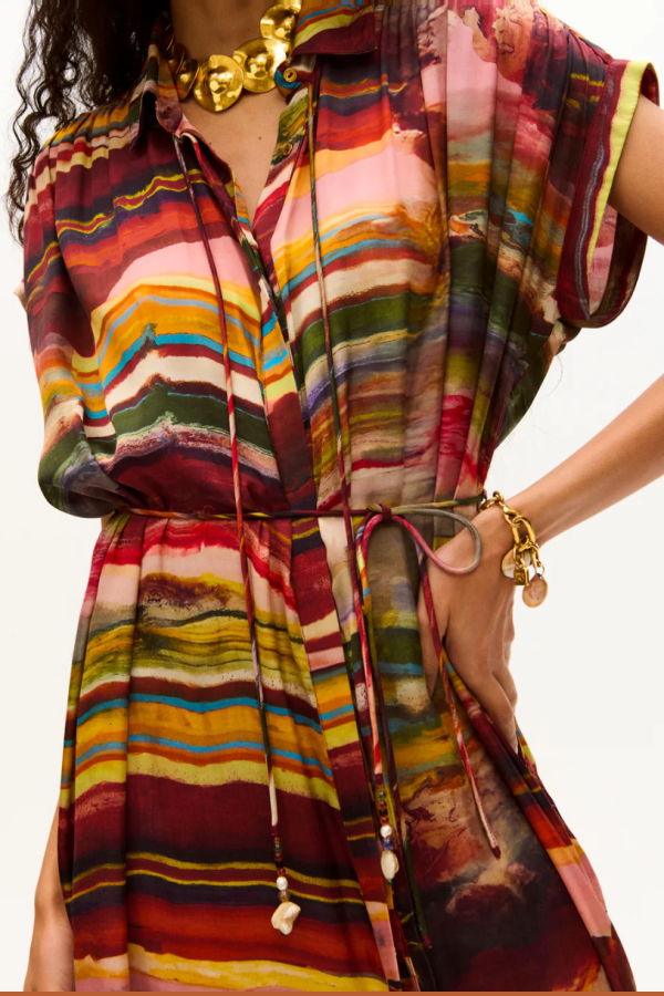 Carolina K Valerie Kaftan Dress - Ruby Marble