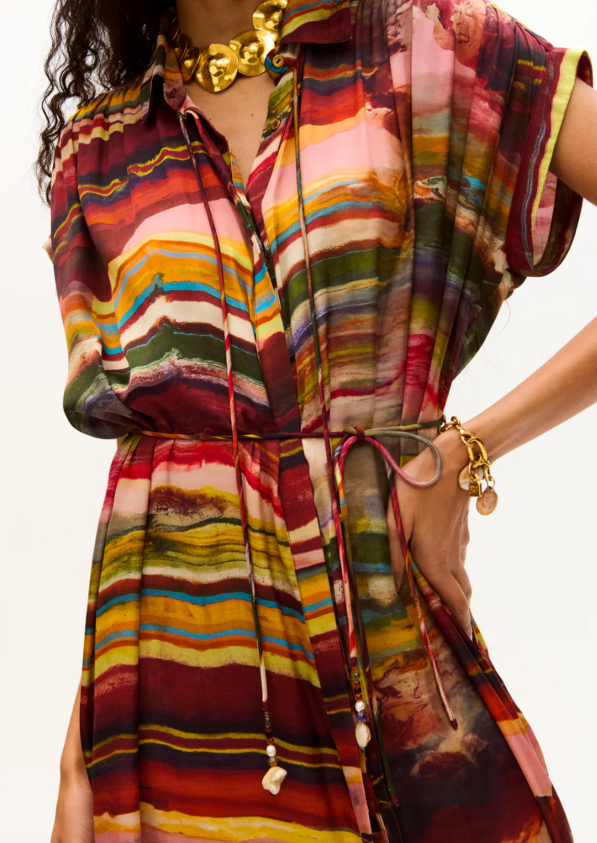 Carolina K Valerie Kaftan Dress - Ruby Marble - Image 3 of 3