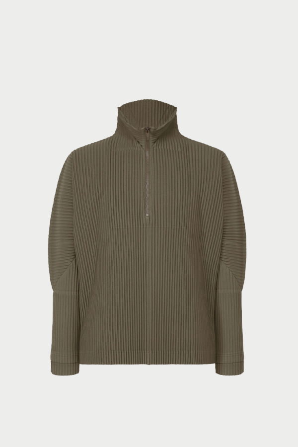 Issey Miyake Quarter Zip Pleated LS Top