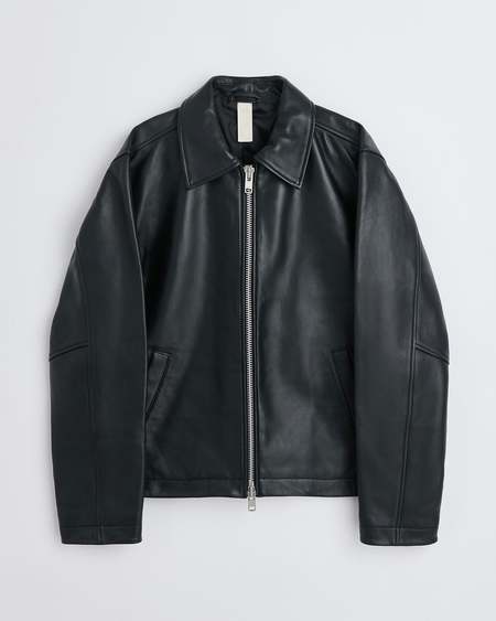 Sunflower Short Leather Jacket - Black Shine | Garmentory
