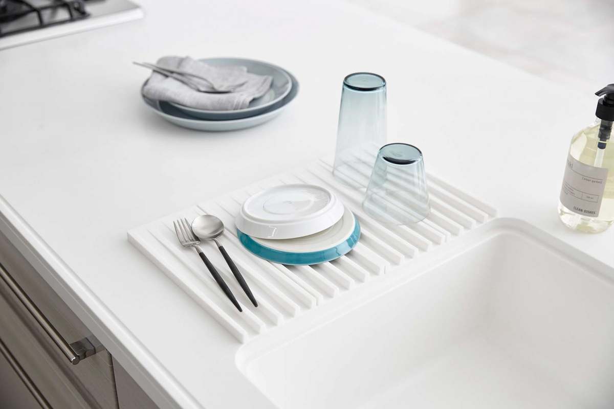 Yamazaki Home Folding Dish Drainer Mat & Trivet - White - Image 2 of 12