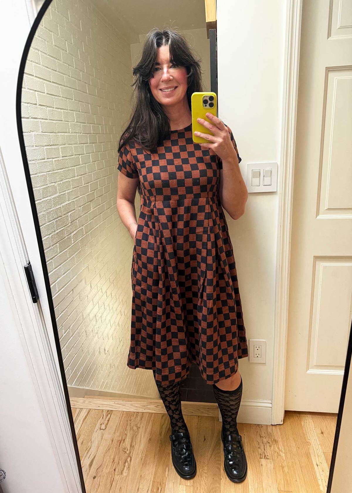 Ace & Jig Avi Dress - Black/Cinnamon Brown Checker - Image 1 of 4