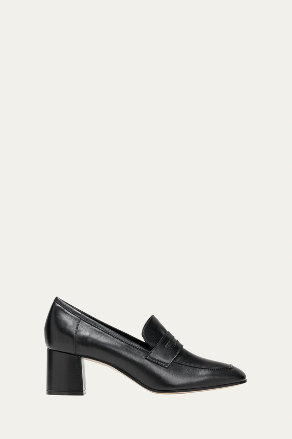 SOPHIQUE Essenziale Leather Heeled Penny Loafers - Black