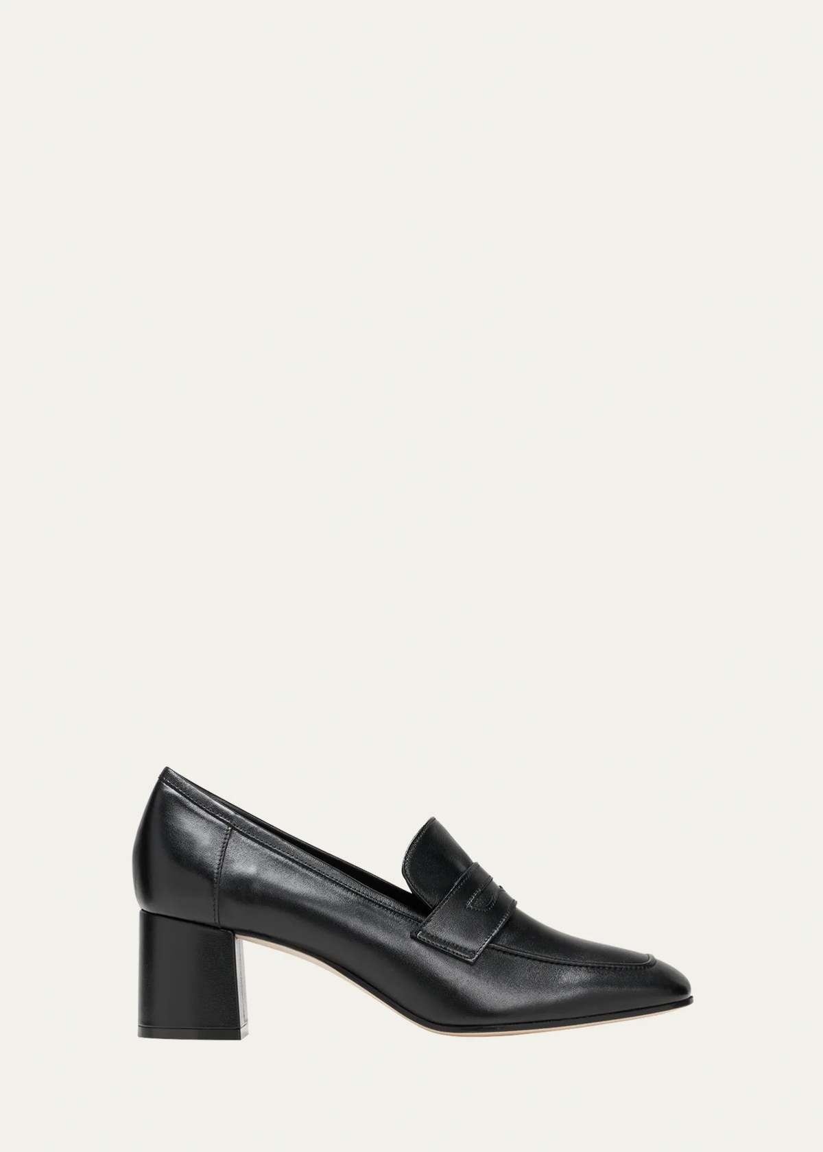 SOPHIQUE Essenziale Leather Heeled Penny Loafers - Black - Image 1 of 1