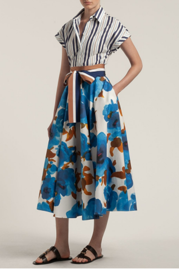 Sara Roka Danielle Blue Roses Dress