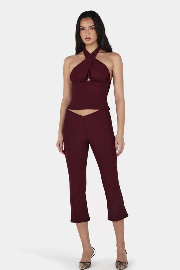 Ownley Reyna Capri Pants - Burgundy