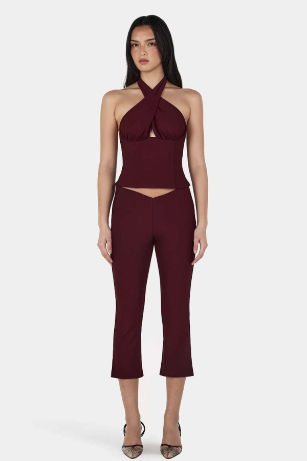 Ownley Reyna Capri Pants - Burgundy