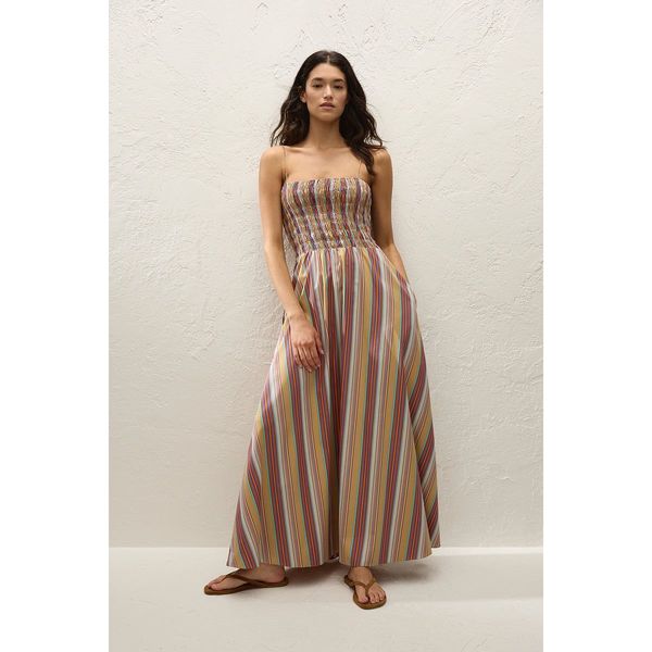 Faithfull The Brand Anniken Maxi Dress - Mustard Stripe