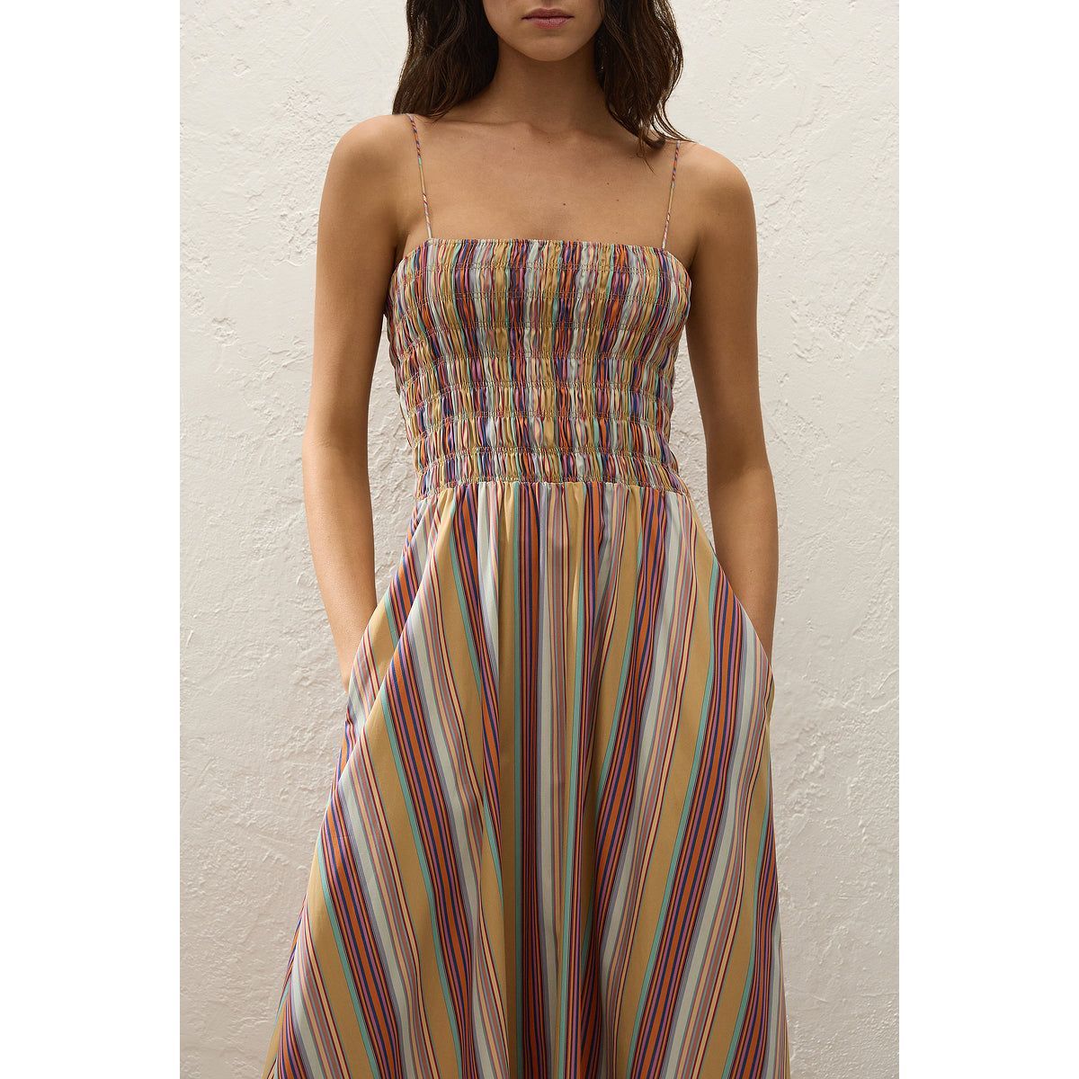 Faithfull The Brand Anniken Maxi Dress - Mustard Stripe - Image 4 of 4