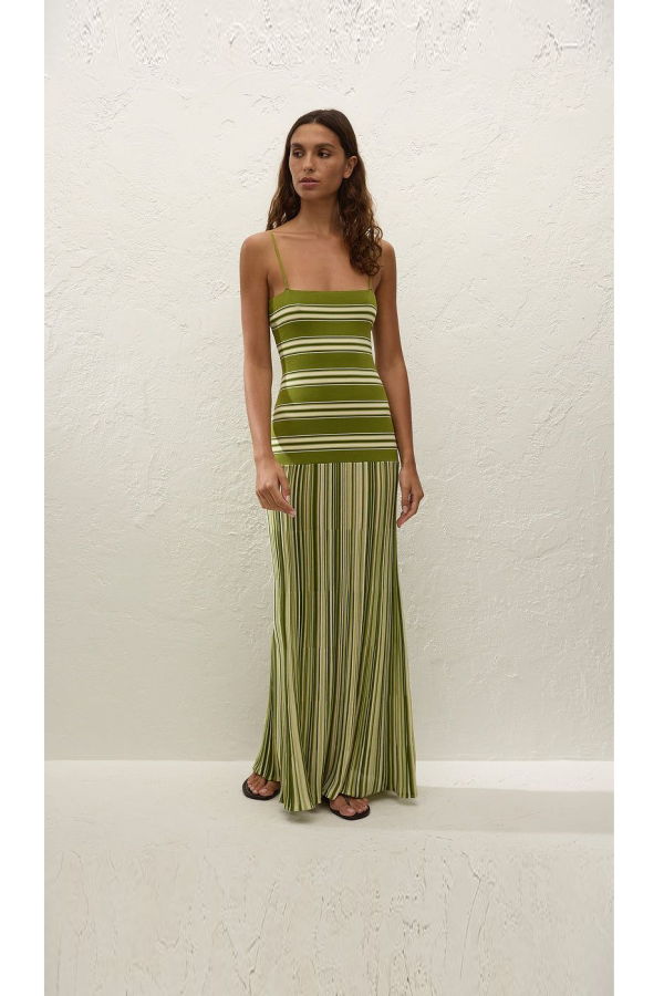 Faithfull The Brand Esenia Knit Dress - Ombre Stripe Macro Juniper