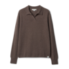 Merz b. Schwanen Merino Wool-Cashmere-Silk Long Sleeve Polo Shirt - Thumbnail 1