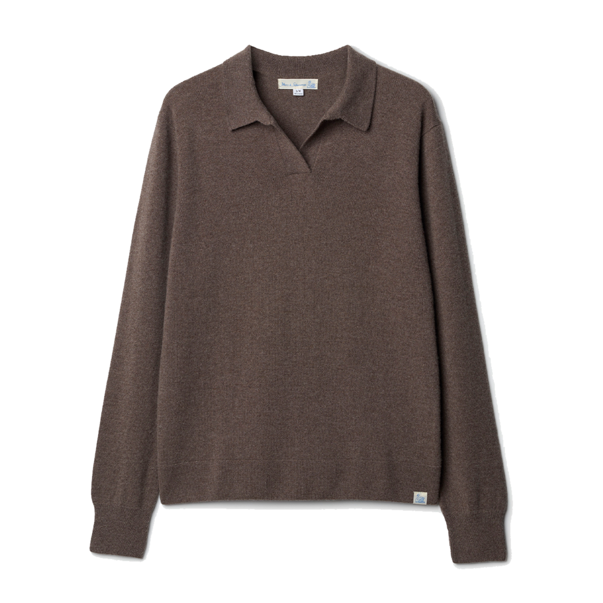 Merz b. Schwanen Merino Wool-Cashmere-Silk Long Sleeve Polo Shirt - Image 1 of 2