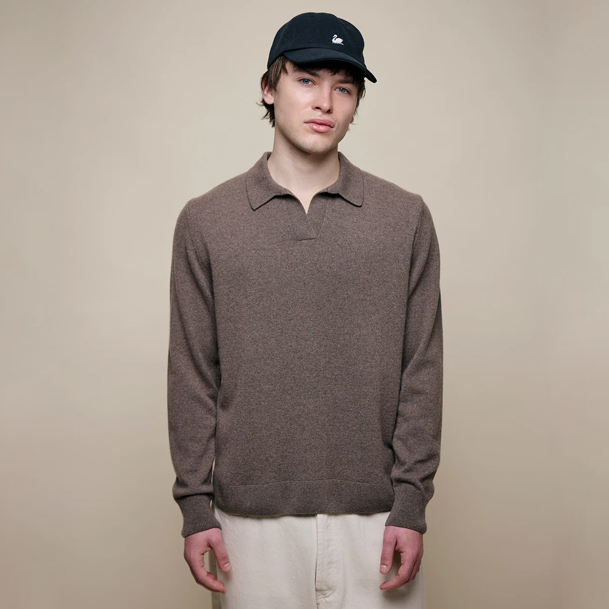 Merz b. Schwanen Merino Wool-Cashmere-Silk Long Sleeve Polo Shirt - Image 2 of 2