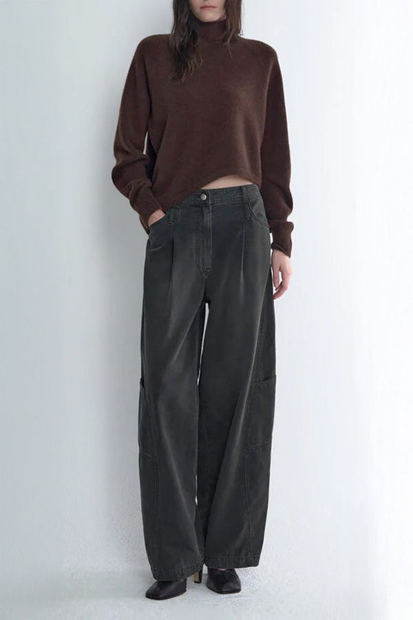 TIME Asymmetrical Knit Top - Brown