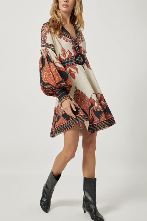 Scarlett Poppies Florista Short Dress - Burnt Orange