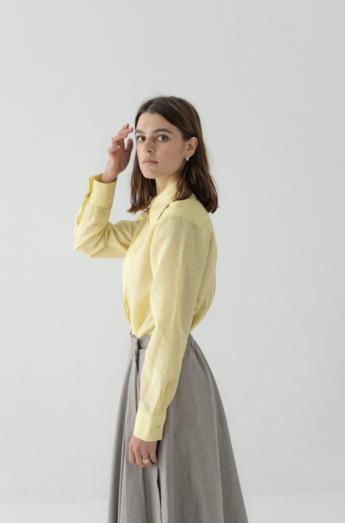 K M by L A N G E Sonyashnyk Linen Shirt - Yellow - Image 8 of 9