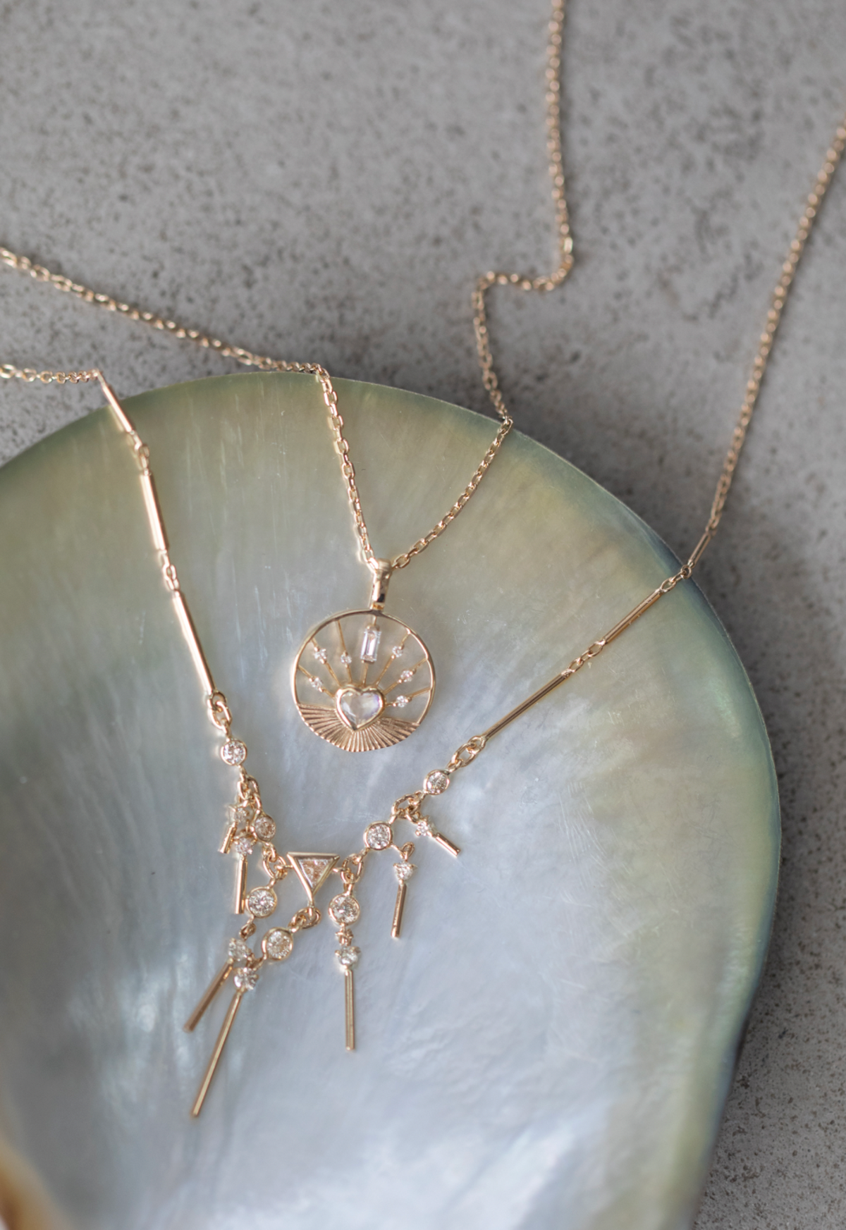 Celine Daoust Moonstone Heart Medal and Chain Necklace - Image 3 of 4