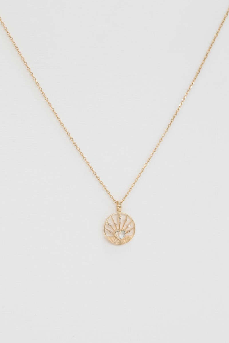 Celine Daoust Moonstone Heart Medal and Chain Necklace
