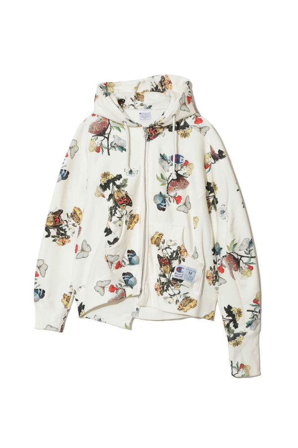 Undercover x Champion Asymmetrical Paneling Zip Hoodie - Ivory Base