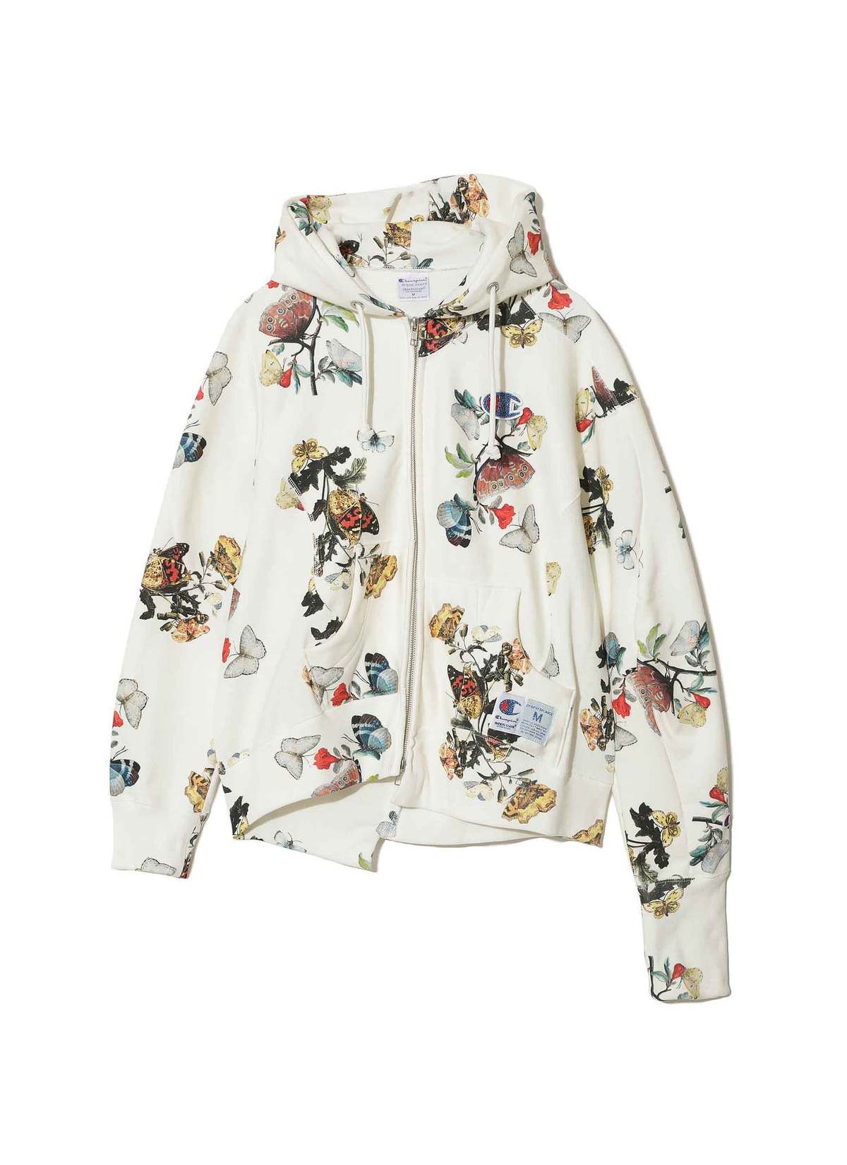 Undercover x Champion Asymmetrical Paneling Zip Hoodie - Ivory Base - Image 1 of 7