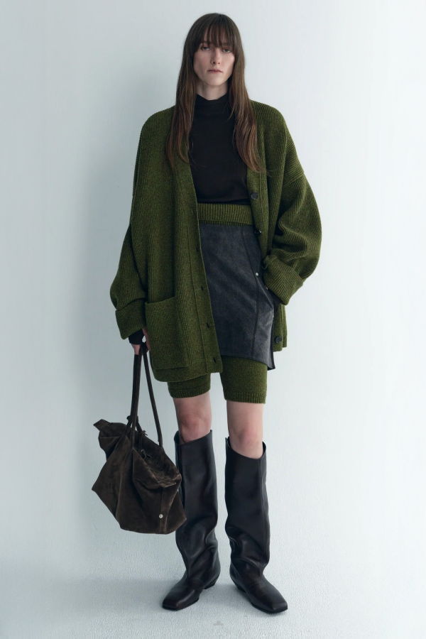 TIME Oversized Knit Cardigan - Moss
