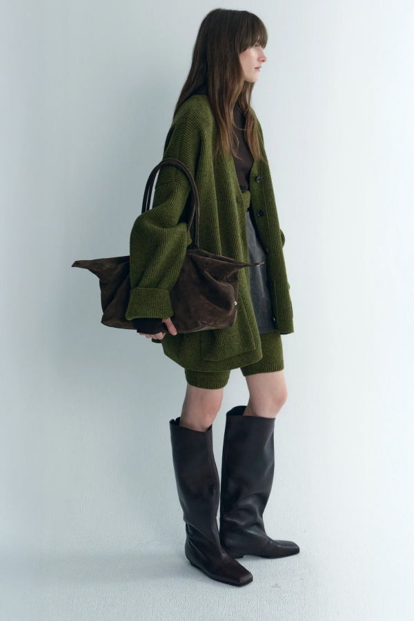 TIME Oversized Knit Cardigan - Moss