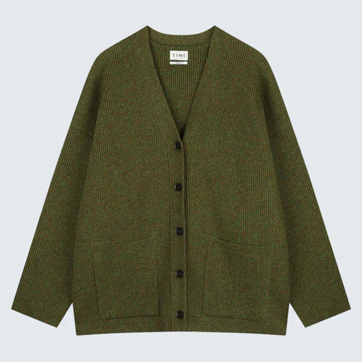 TIME Oversized Knit Cardigan - Moss - Image 4 of 5