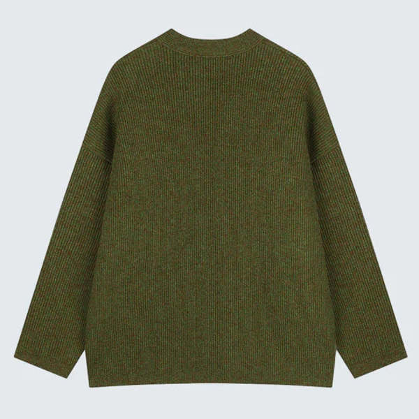 TIME Oversized Knit Cardigan - Moss