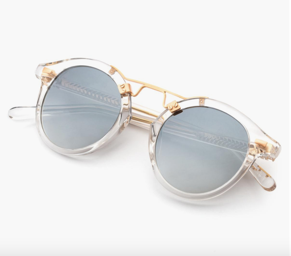 KREWE Crystal Frame Sunglasses with Gold Bridge and Silver-Blue Lenses THE BLUE EDIT | KREWE main image 3