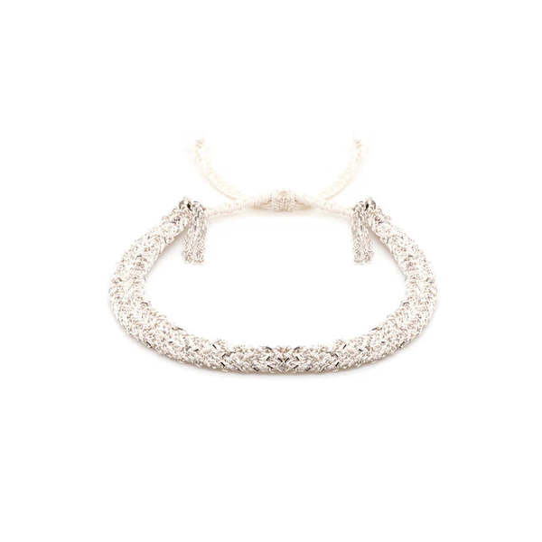 Marie Laure Chamorel White Silver Braided Bracelet