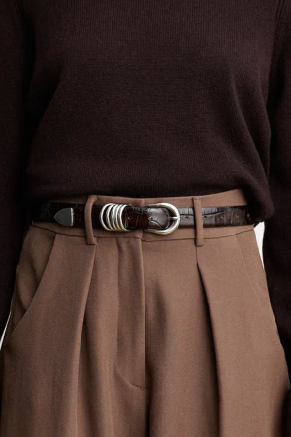 Dehanche Hollyhock Belt - Dark Chocolate Croc