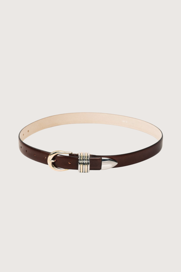 Dehanche Hollyhock Mixed Metal Belt - Brown/Silver/Gold