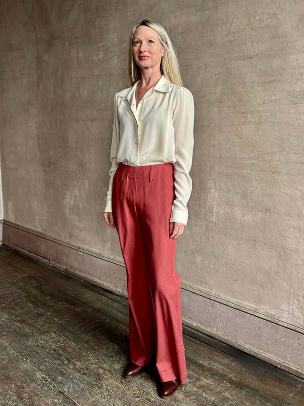 Alix Of Bohemia Charlie Red Ochre Silk Pants