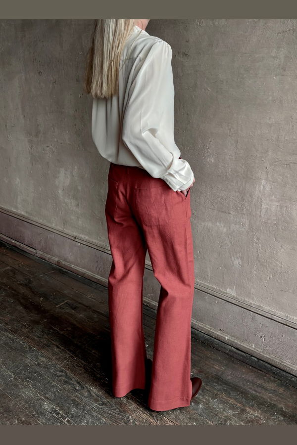 Alix Of Bohemia Charlie Red Ochre Silk Pants