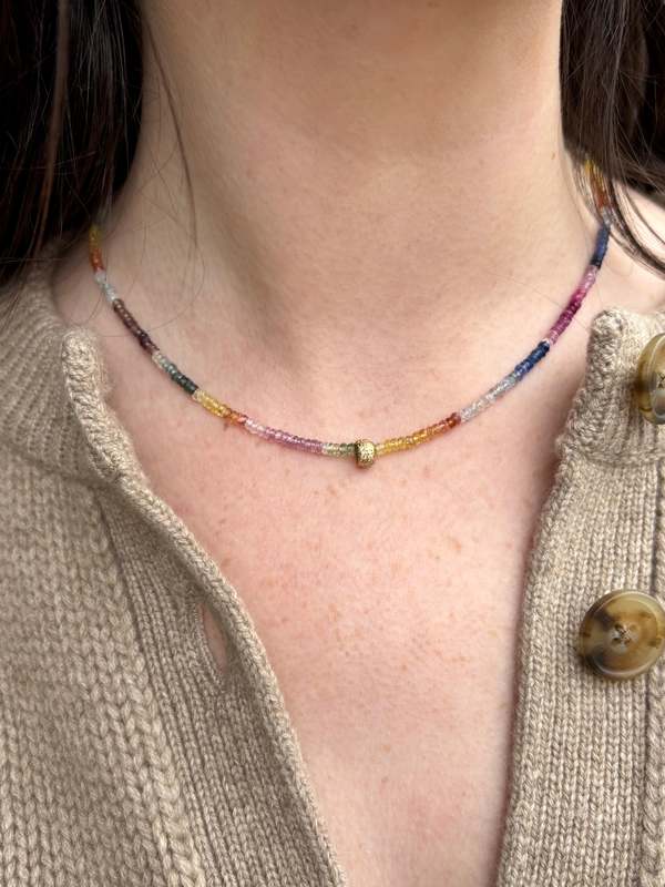 Anne Sportun Diamond & Watermelon Tourmaline Boulder Bead Necklace