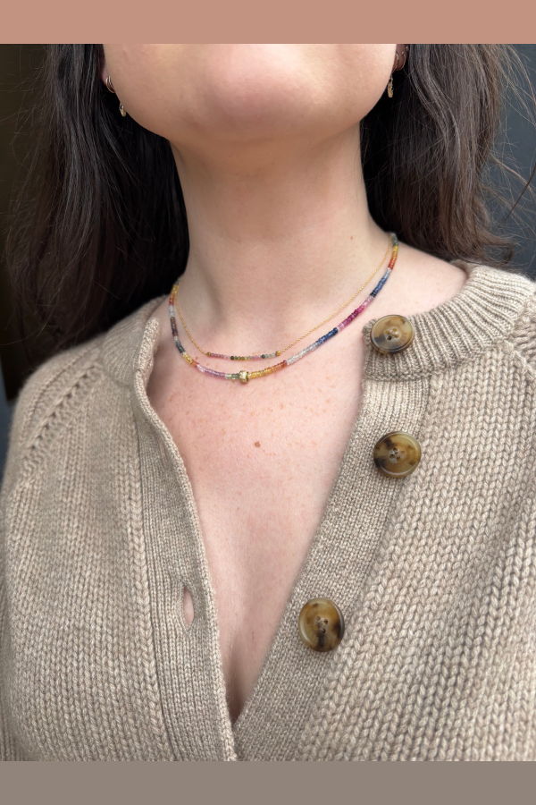 Anne Sportun Diamond & Watermelon Tourmaline Boulder Bead Necklace