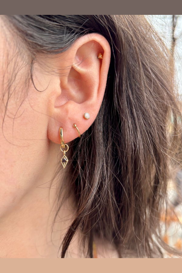 Stephanie Ellis Black Diamond Charm Hoop Earrings